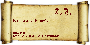 Kincses Nimfa névjegykártya